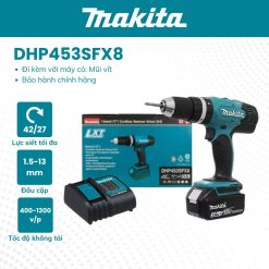 Máy khoan vặn vít MAKITA - DHP453SFX8 (18V 3.0Ah)