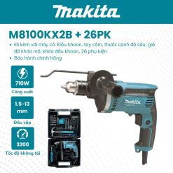 Máy khoan búa & 26 phụ kiện MAKITA - M8100KX2B (16MM-710W)